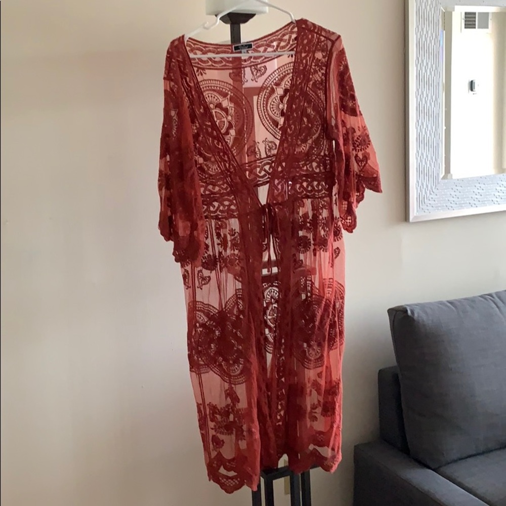 Rust Color Lace Sweater